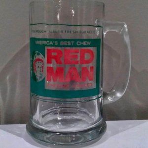 Vintage Redman Tobacco Chew Glass Beer Stein/Mug/Glass- RARE